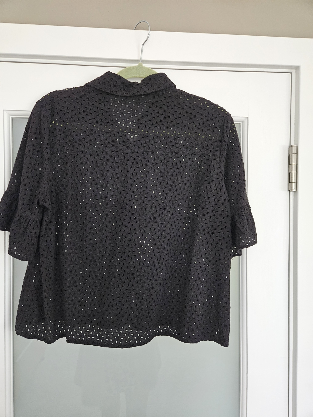 MADEWELL Eyelet Button Down, Ruffle Sleeve - Black - Picture 3 of 3
